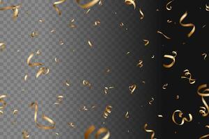 golden confetti falling background. shiny gold confetti isolated on transparent background can be used for holiday, birthday, celebration party, etc vector