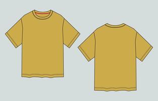 A yellow t - shirt with a red stripe on the front vector