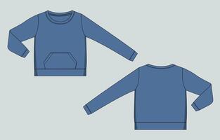 A blue sweatshirt with a pocket on the front and back vector