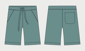 The shorts are made from a green fabric vector