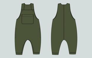 The overalls are made from a green fabric vector