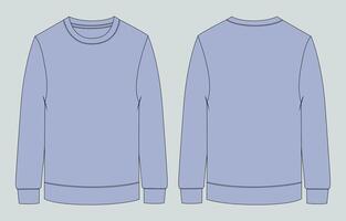 Sweater template, blue, front and back view vector