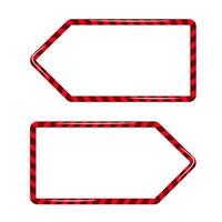 Candy cane arrow shape frame. Red Christmas holiday frame for text. Sweet copy space banner. vector