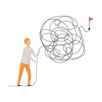 Businessman Looking for Ways to Success Symbol, Man Solving Complicated Problem Illustration vector
