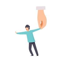 Big Hand Holding Tiny Man, Control, Manipulation of People Concept Illustration vector