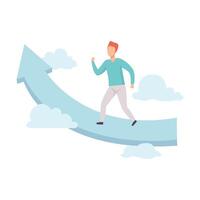 Businessman Moving Up Growth Arrow Graph, Business and Career Development Illustration vector
