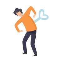 Young Man Walking with Wind Up Key Mechanism, Control, Manipulation of People Concept Illustration vector