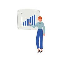 Businesswoman Giving Presentation of Project, Man Presenting Graph on Flip Chart Illustration vector