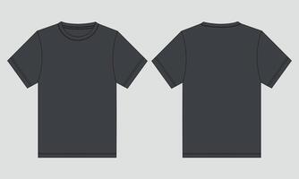 Black t - shirt template, front and back view vector