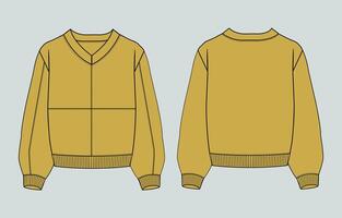 A yellow sweater with a v - neck and sleeves vector