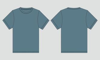 A blue t - shirt template, with a front and back view vector