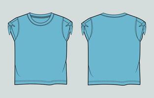 A blue t - shirt with sleeves and a front view vector