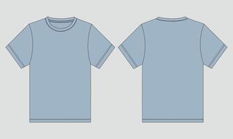 A blue t - shirt template, with a front and back view vector