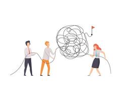 Business Team Searching for Ways to Success Symbol, Office Colleagues Solving Complicated Problem, Teamwork, Cooperation, Partnership Illustration vector