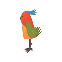 Cute Bird Cartoon Character with Bright Colorful Feathers and Tuft, Side View Illustration vector