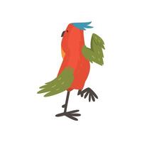 Cute Funny Bird Cartoon Character with Bright Colorful Feathers and Tuft, Back View Illustration vector