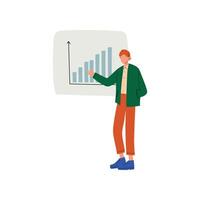 Businessman Giving Presentation of Project, Man Presenting Graph on Flip Chart Illustration vector