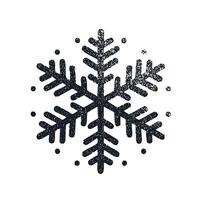 Grunge style snowflake with halftone stipple effect for y2k collage design. Vintage photocopy style illustration. Grainy textured element in noisy gradation dotwork vector