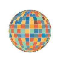 Colorful geometric disco ball with a mosaic tile pattern on a white background. Design for retro party and celebration theme vector