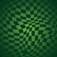 Abstract green groovy wavy checkered pattern creating a dynamic optical illusion. Groovy hippie 70s backgrounds. vector