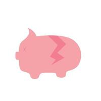 2D Broken piggy bank Deflation Illustration vector