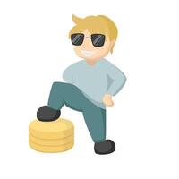 man posing with stack of money Financial Freedom Illustration vector