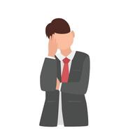 Man in suit getting stress depressed looking for job vector