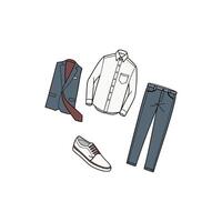 An illustration of a man's clothes and shoes vector