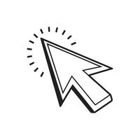 A black and white illustration of a mouse cursor pointing to the right vector