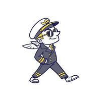 A cartoon character wearing a pilot's uniform and sunglasses vector