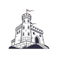A castle with a flag on top of it , vector