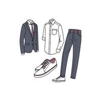 Men's clothes and shoes on a white background vector