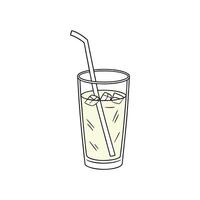 A glass of ice tea with a straw vector