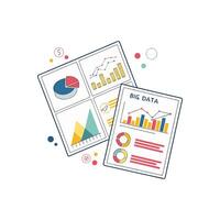 Two papers with graphs and charts on them vector