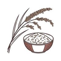 Rice and wheat in a bowl on a white background vector
