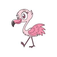 A cartoon pink flamingo with a big beak vector