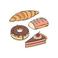 A set of different types of pastries vector