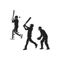 Silhouettes of a man playing cricket , art vector