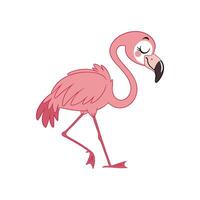 A cartoon flamingo with a long neck and long legs vector