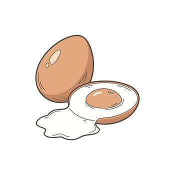 un huevo con un roto cáscara y un blanco huevo vector