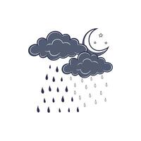 Rainy weather with clouds and moon illustration vector