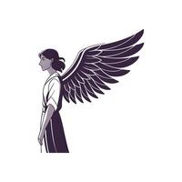 A woman with wings standing in front of a white background vector