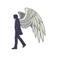 A man with wings walking down the street vector