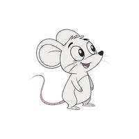 A cartoon mouse with a big nose and a long tail vector