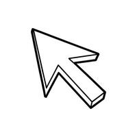 A black and white drawing of an arrow pointing down vector