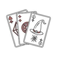 Playing cards with a wizard hat and a star vector