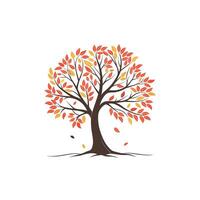 Autumn tree logo design vector