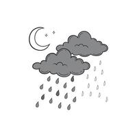 Rainy day with moon and clouds illustration vector