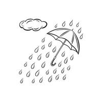 An umbrella is falling in the rain with a cloud above it vector