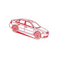 A car is drawn in red on a white background vector
